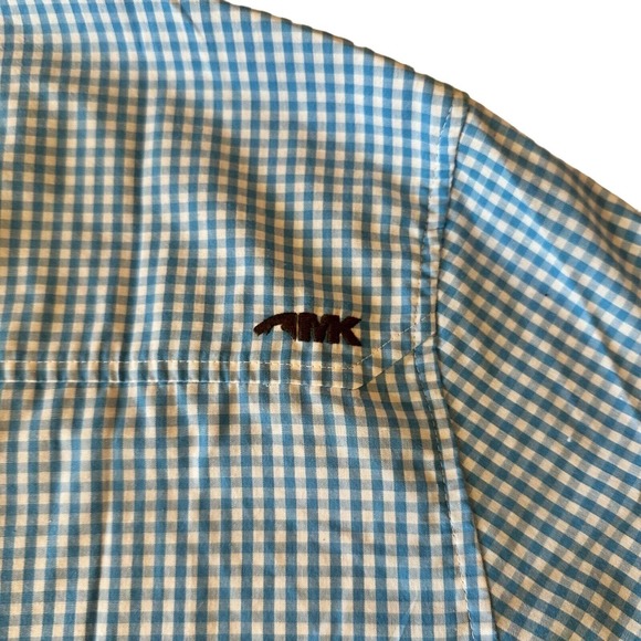 Mountain Khakis Shirt Mens Large Aqua White Checkered Cain Short Sleeve Button‎ - Picture 11 of 12